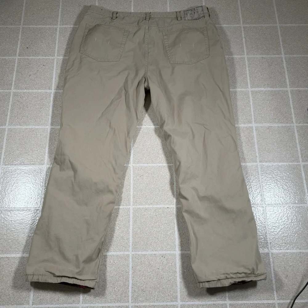 Vtg Polo Ralph Lauren 867 Pants Beige Red Flannel Lined Chino Winter Plaid 40x31
